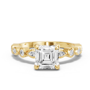 Image for Asscher Diamond Tulip Ring with Alternating Marquise band