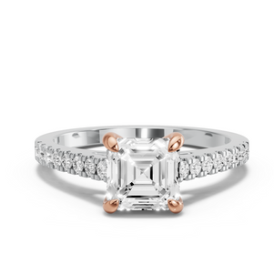 Image for Asscher Diamond Tulip Ring with Cathedral Pave band