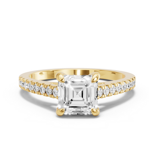 Image for Asscher Diamond Tulip Ring with Cathedral Pave band