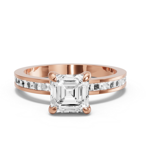 Image for Asscher Diamond Tulip Ring with Channel band