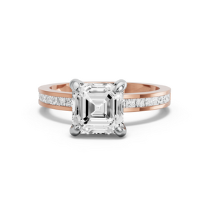 Image for Asscher Diamond Tulip Ring with Channel band