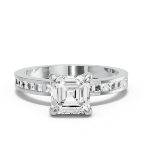 Image for Asscher Diamond Tulip Ring with Channel band