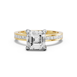 Image for Asscher Diamond Tulip Ring with Channel band