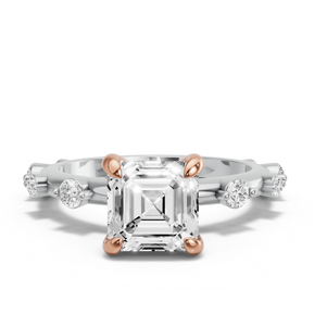 Image for Asscher Diamond Tulip Ring with Floating Station band