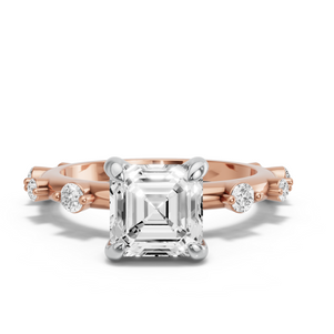 Image for Asscher Diamond Tulip Ring with Floating Station band