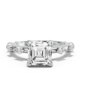Image for Asscher Diamond Tulip Ring with Floating Station band