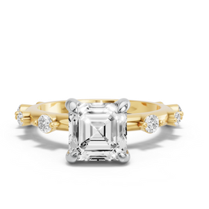 Image for Asscher Diamond Tulip Ring with Floating Station band