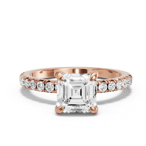 Image for Asscher Diamond Tulip Ring with French Pave band