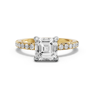 Image for Asscher Diamond Tulip Ring with French Pave band