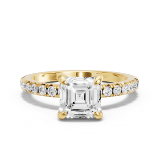 Image for Asscher Diamond Tulip Ring with French Pave band