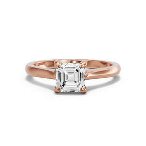 Image for Asscher Diamond Tulip Ring with Knife Edge Cathedral band in 18K Rose Gold