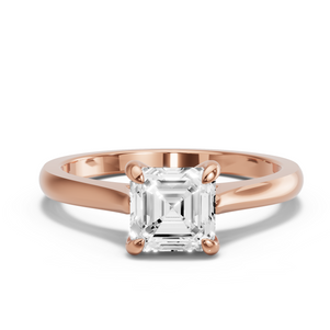 Image for Asscher Diamond Tulip Ring with Knife Edge Cathedral band