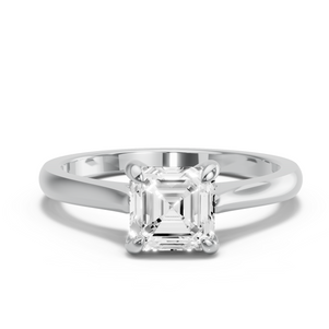 Image for Asscher Diamond Tulip Ring with Knife Edge Cathedral band