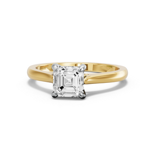 Image for Asscher Diamond Tulip Ring with Knife Edge Cathedral band