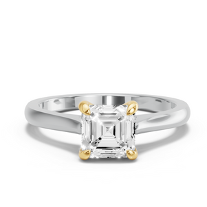 Image for Asscher Diamond Tulip Ring with Knife Edge Cathedral band