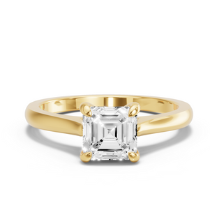 Image for Asscher Diamond Tulip Ring with Knife Edge Cathedral band