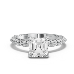 Image for Asscher Diamond Tulip Ring with Knife Edge Pave band
