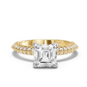 Image for Asscher Diamond Tulip Ring with Knife Edge Pave band