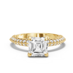 Image for Asscher Diamond Tulip Ring with Knife Edge Pave band