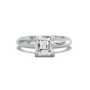 Image for Asscher Diamond Tulip Ring with Knife Edge Solitaire band in 14K White Gold