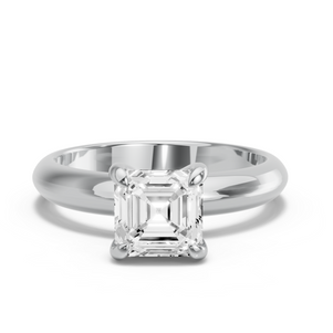 Image for Asscher Diamond Tulip Ring with Knife Edge Solitaire band