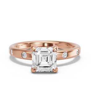 Image for Asscher Diamond Tulip Ring with Sleek Accent band