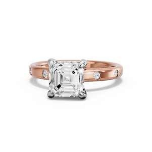 Image for Asscher Diamond Tulip Ring with Sleek Accent band