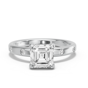 Image for Asscher Diamond Tulip Ring with Sleek Accent band