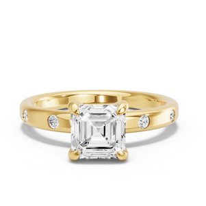 Image for Asscher Diamond Tulip Ring with Sleek Accent band