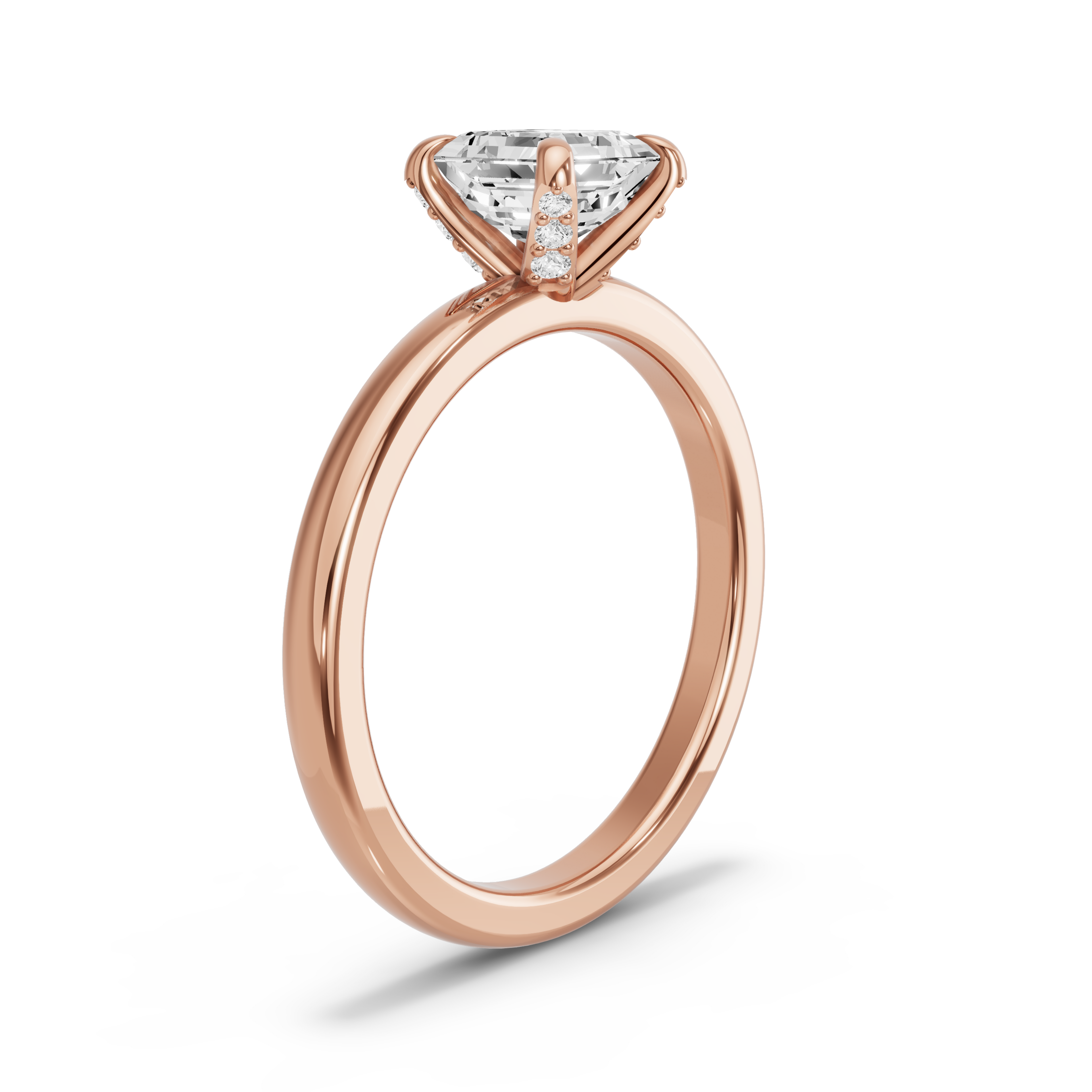 Image for Asscher Diamond Tulip Ring with Solitaire band in 18K Yellow Gold