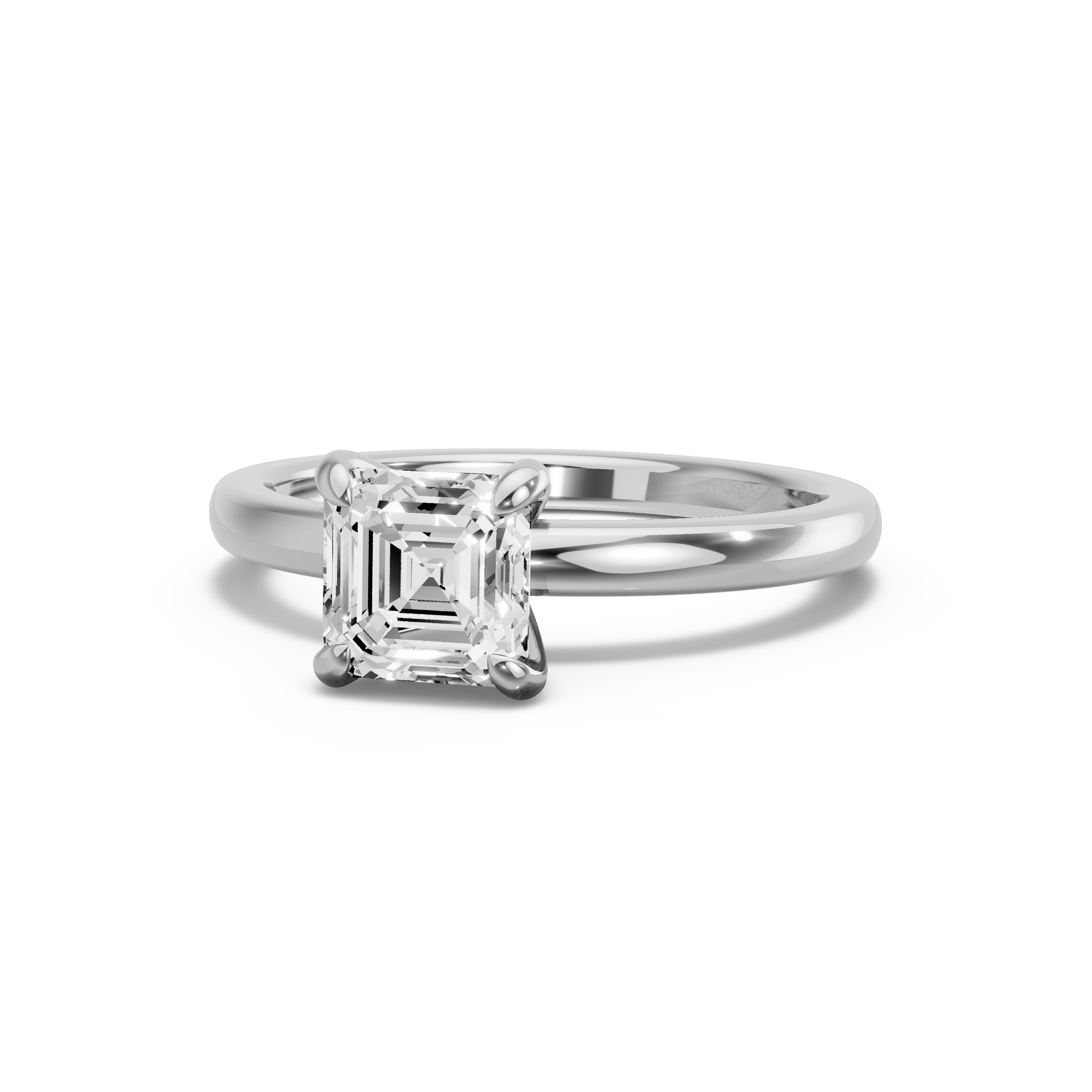Image for Asscher Diamond Tulip Ring with Solitaire band in 18K Two Tone Rose Gold