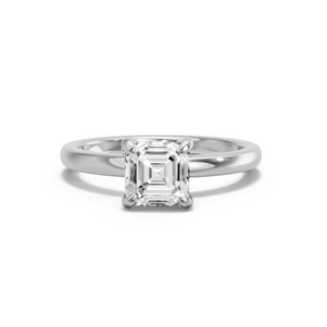 Image for Asscher Diamond Tulip Ring with Solitaire band in 14K White Gold