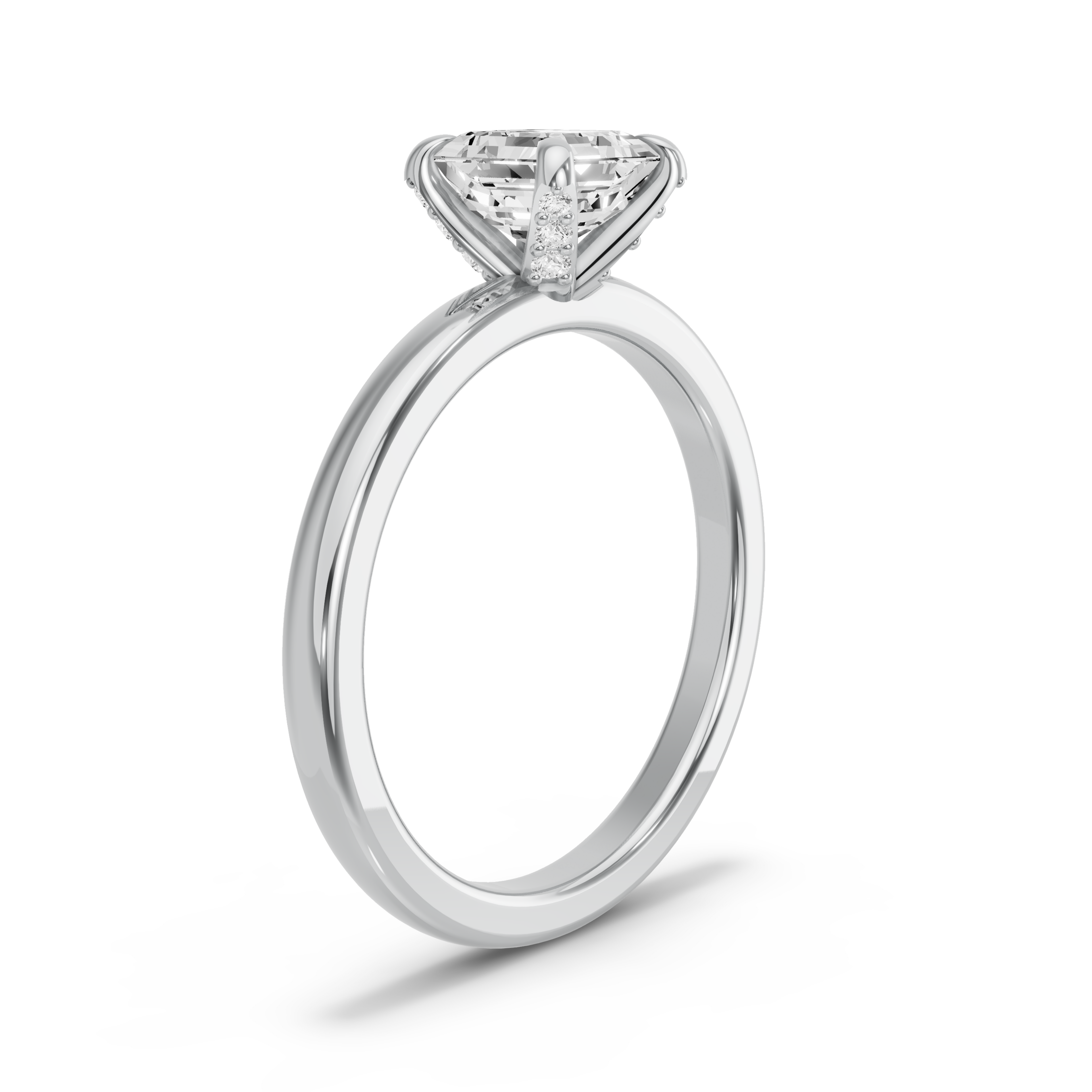 Image for Asscher Diamond Tulip Ring with Solitaire band in 10K Two Tone Rose Gold