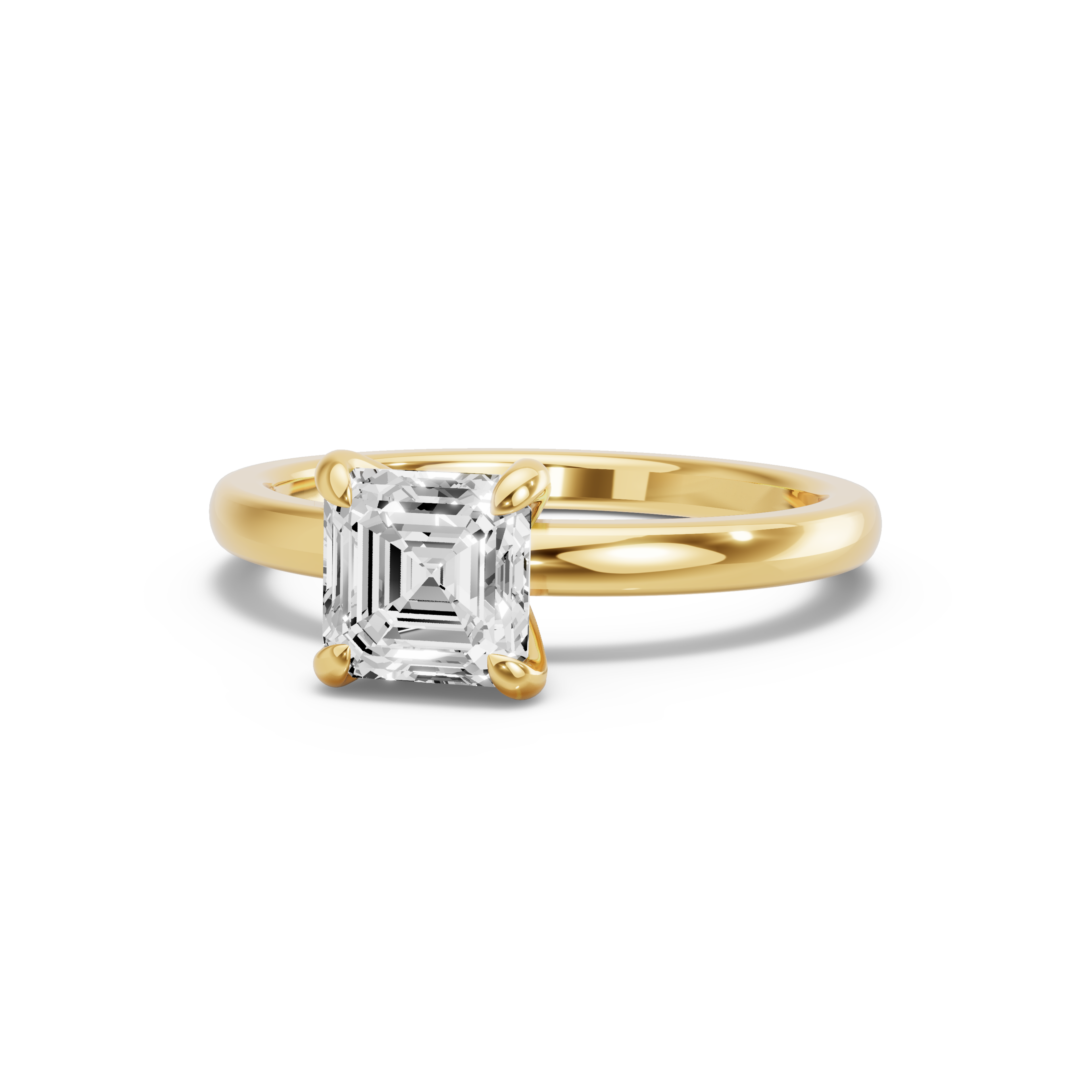 Image for Asscher Diamond Tulip Ring with Solitaire band in 10K White Gold