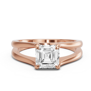 Image for Asscher Diamond Tulip Ring with Split Ring Solitaire band