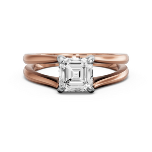 Image for Asscher Diamond Tulip Ring with Split Ring Solitaire band