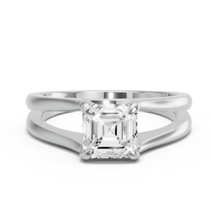 Image for Asscher Diamond Tulip Ring with Split Ring Solitaire band