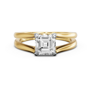 Image for Asscher Diamond Tulip Ring with Split Ring Solitaire band