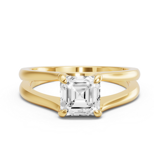 Image for Asscher Diamond Tulip Ring with Split Ring Solitaire band