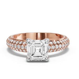 Image for Asscher Diamond Tulip Ring with Triple Row Pave band