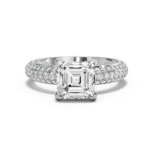 Image for Asscher Diamond Tulip Ring with Split Ring Solitaire band in 10K White Gold