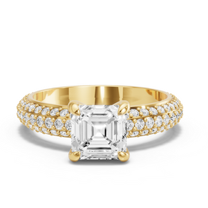 Image for Asscher Diamond Tulip Ring with Triple Row Pave band