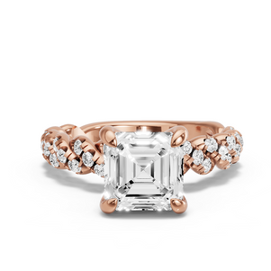 Image for Asscher Diamond Tulip Ring with Twist Pave band
