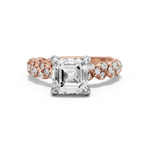 Image for Asscher Diamond Tulip Ring with Twist Pave band