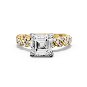 Image for Asscher Diamond Tulip Ring with Twist Pave band