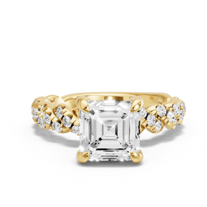 Image for Asscher Diamond Tulip Ring with Twist Pave band