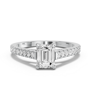 Image for Emerald Diamond Tulip Ring with Cathedral Pave band