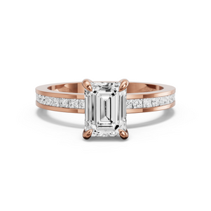 Image for Emerald Diamond Tulip Ring with Channel band