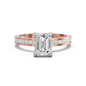 Image for Emerald Diamond Tulip Ring with Channel band