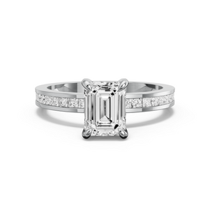 Image for Emerald Diamond Tulip Ring with Channel band